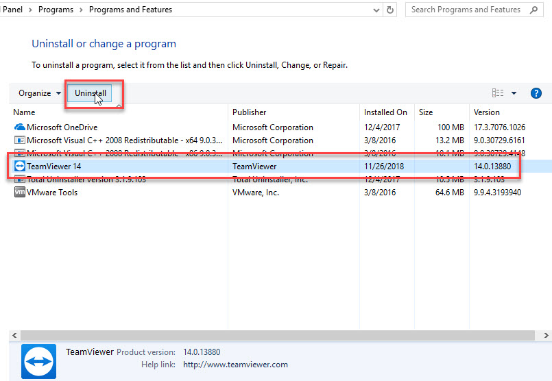 remove TeamViewer from Windows