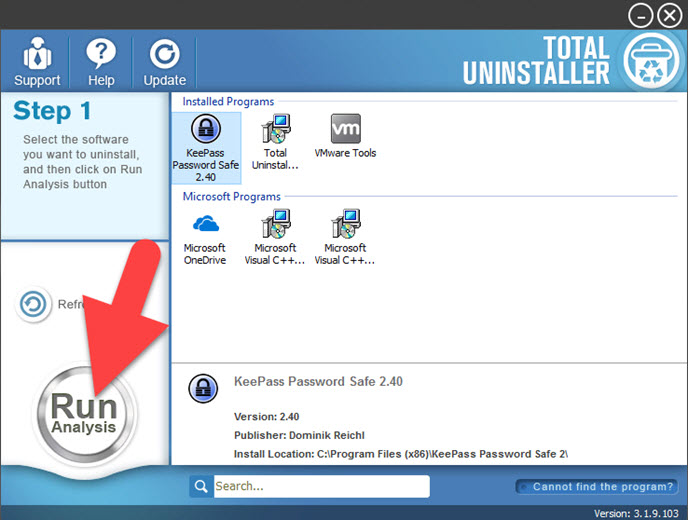 uninstall KeePass