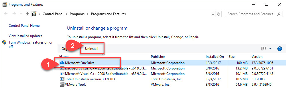 uninstall OneDrive