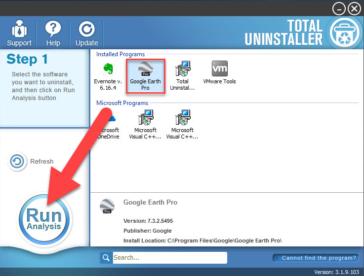 uninstall Google Earth Pro