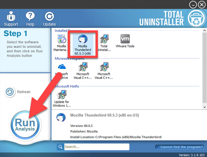 uninstall Thunderbird