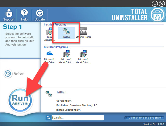 uninstall Trillian