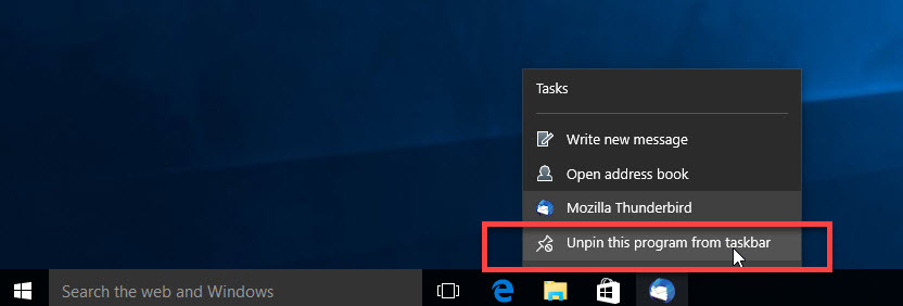 unpin_Thunderbird