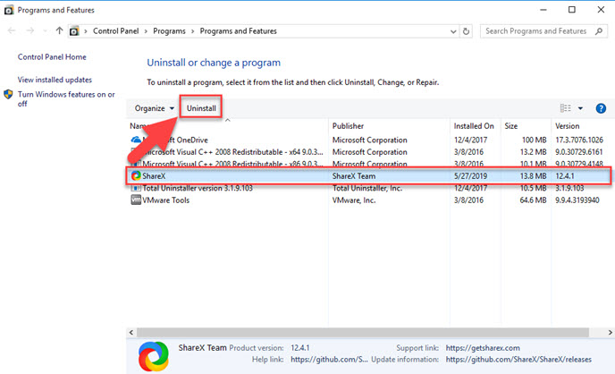 remove ShareX