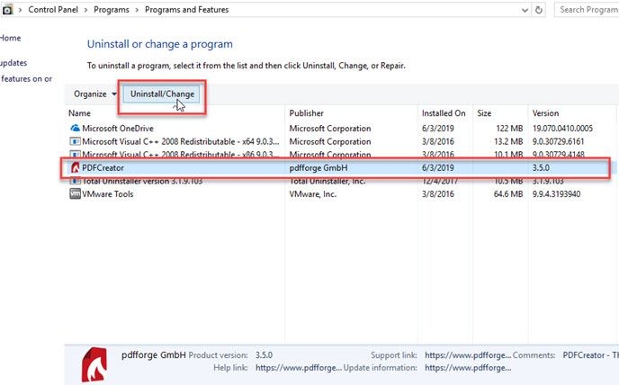 remove PDFCreator
