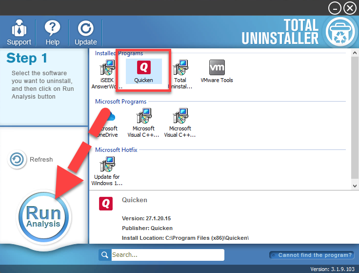 uninstall Quicken