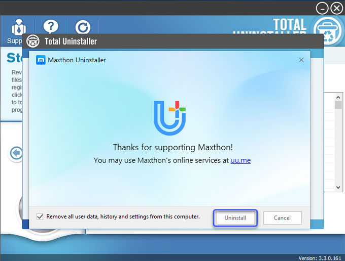 uninstall Maxthon