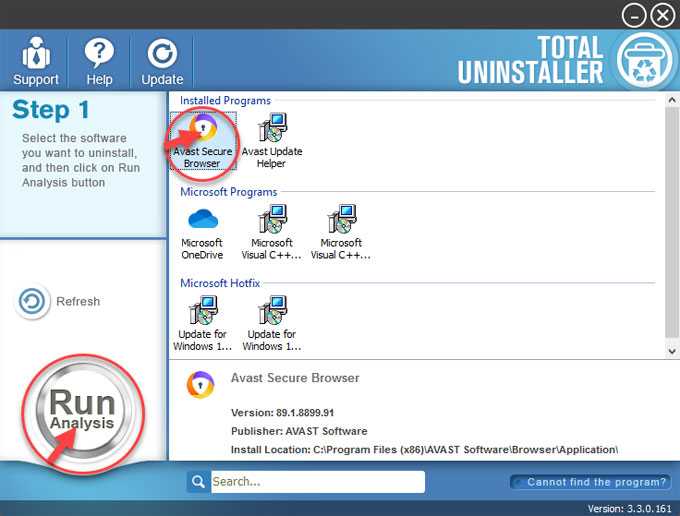 Uninstall Avast Secure Browser