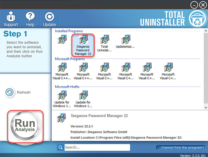 Uninstall Steganos Password Manager