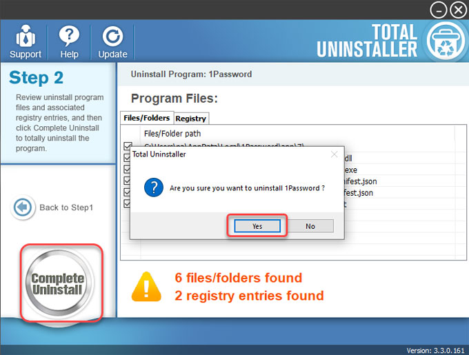 complete remove 1Password