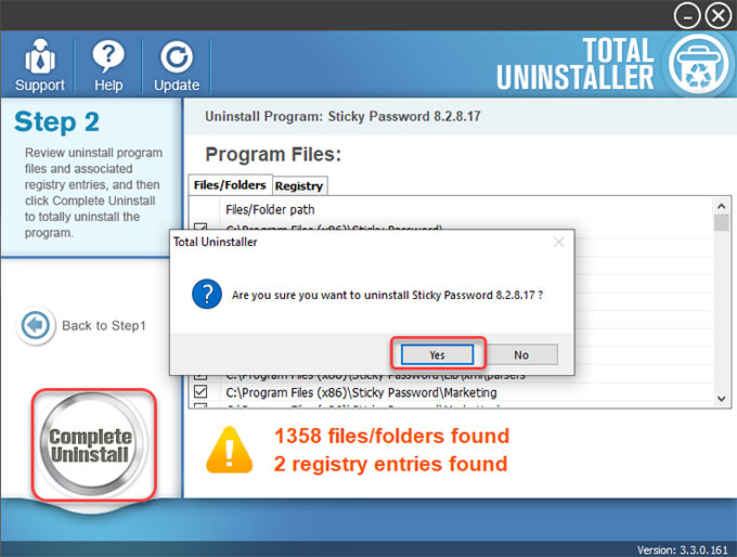 complete uninstall Sticky Password