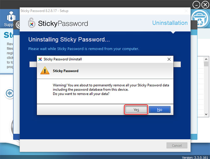 delete Sticky Password database