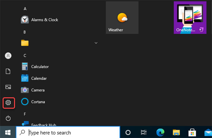 Windows 10 settings