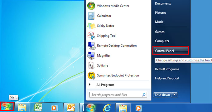 Windows 7 Start Control Panel