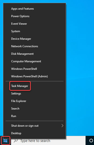 task manager on Windows 10