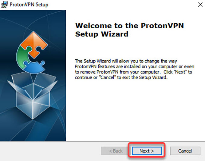 ProtonVPN setup wizard