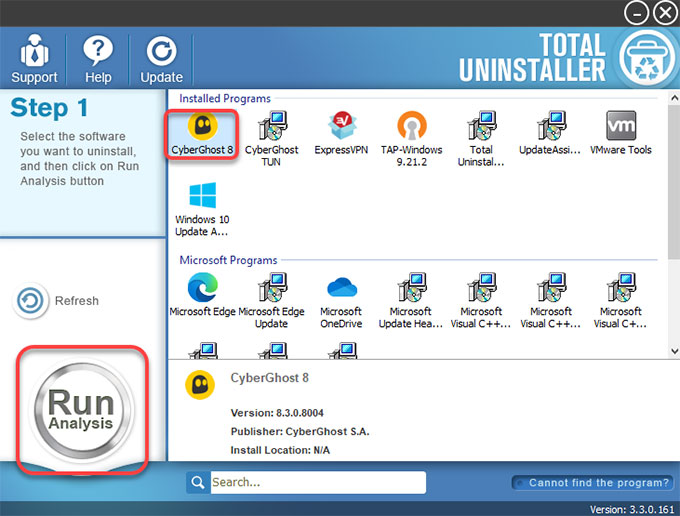 Uninstall CyberGhost VPN from Windows