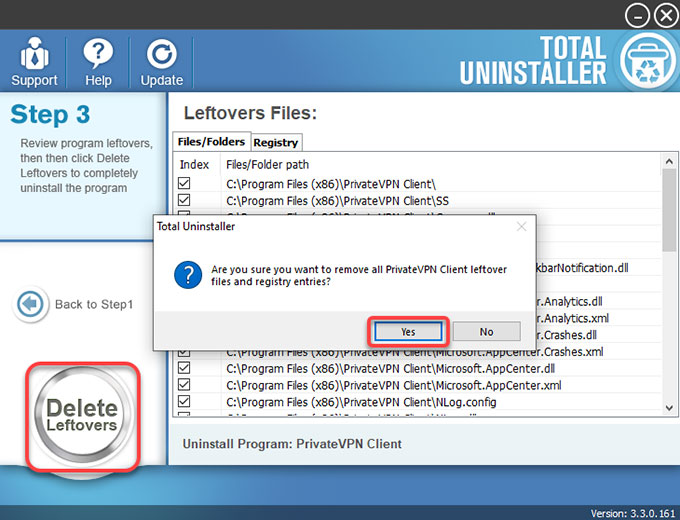 delete PrivateVPN leftovers