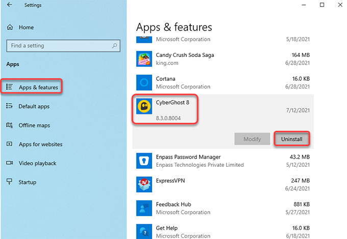 CyberGhost VPN uninstall