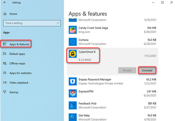 CyberGhost VPN uninstall