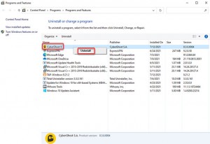uninstall CyberGhost VPN on Windows