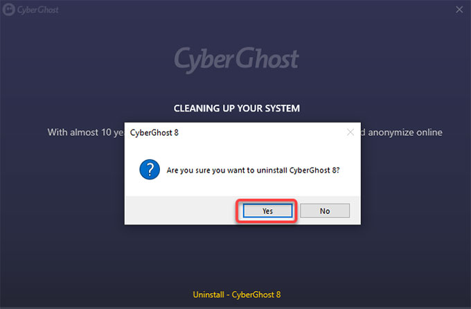 uninstall CyberGhost VPN