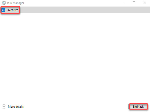 close Livedrive task