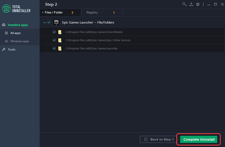 complete uninstall Epic Games Launcher