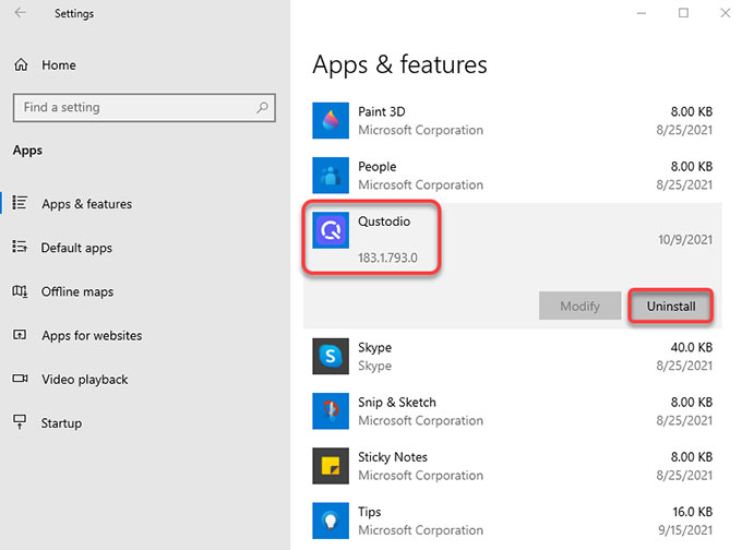uninstall Qustodio on Windows 10