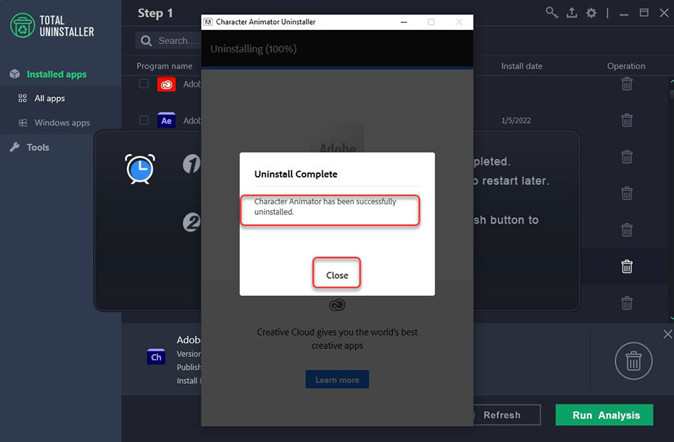 Adobe Character Animator is uninstalled